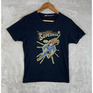 Uniqlo UT X Superman Warner Bros DC T Shirt Black Men's Size XS Geek Retro